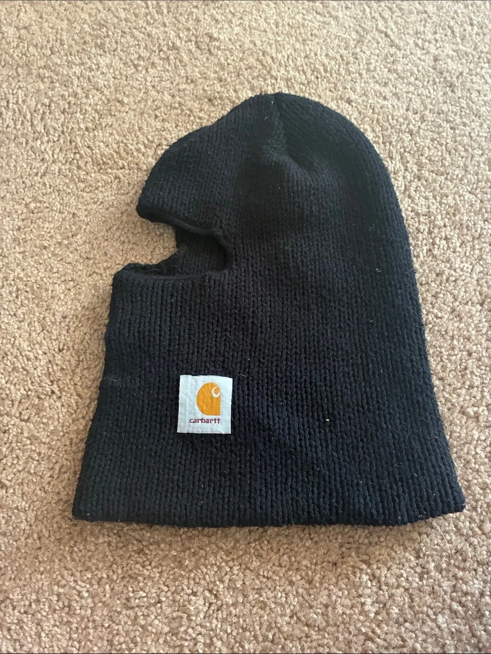 Carhartt Kids Black Knit Face Mask Balaclava with Logo Patch Classic work wear